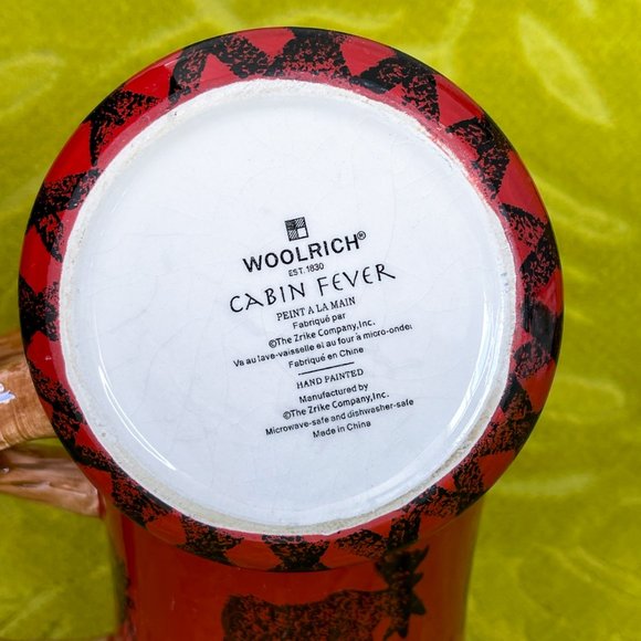Woolrich Cabin Fever by ZRIKE 2 Ceramic Mugs Hand Painted Red Cottage Holiday - Picture 10 of 11